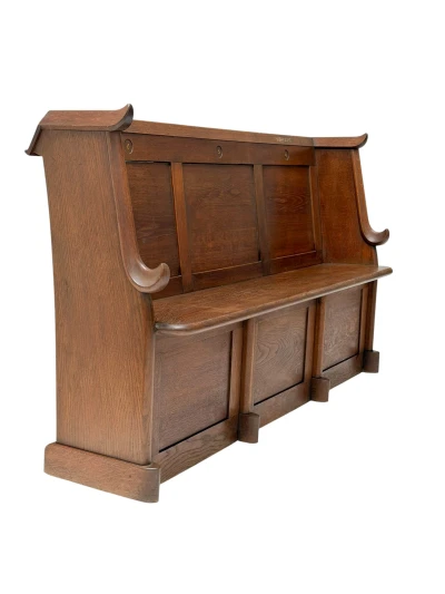 Willem Penaat Art Deco Three-Seat Bench, Solid Oak, 1920s
